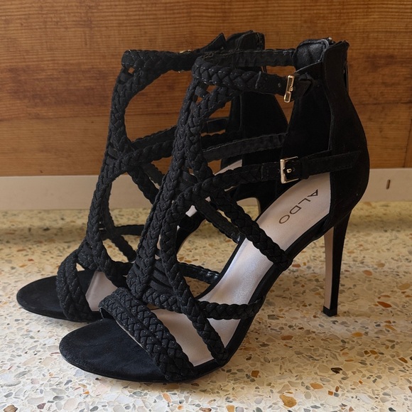 ALDO Giuliano Black Strappy Heeled Sandals - Picture 2 of 7